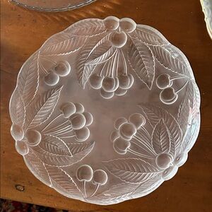 Mikasa Clear Frosted Glass Serving Plate - Cherry Motif